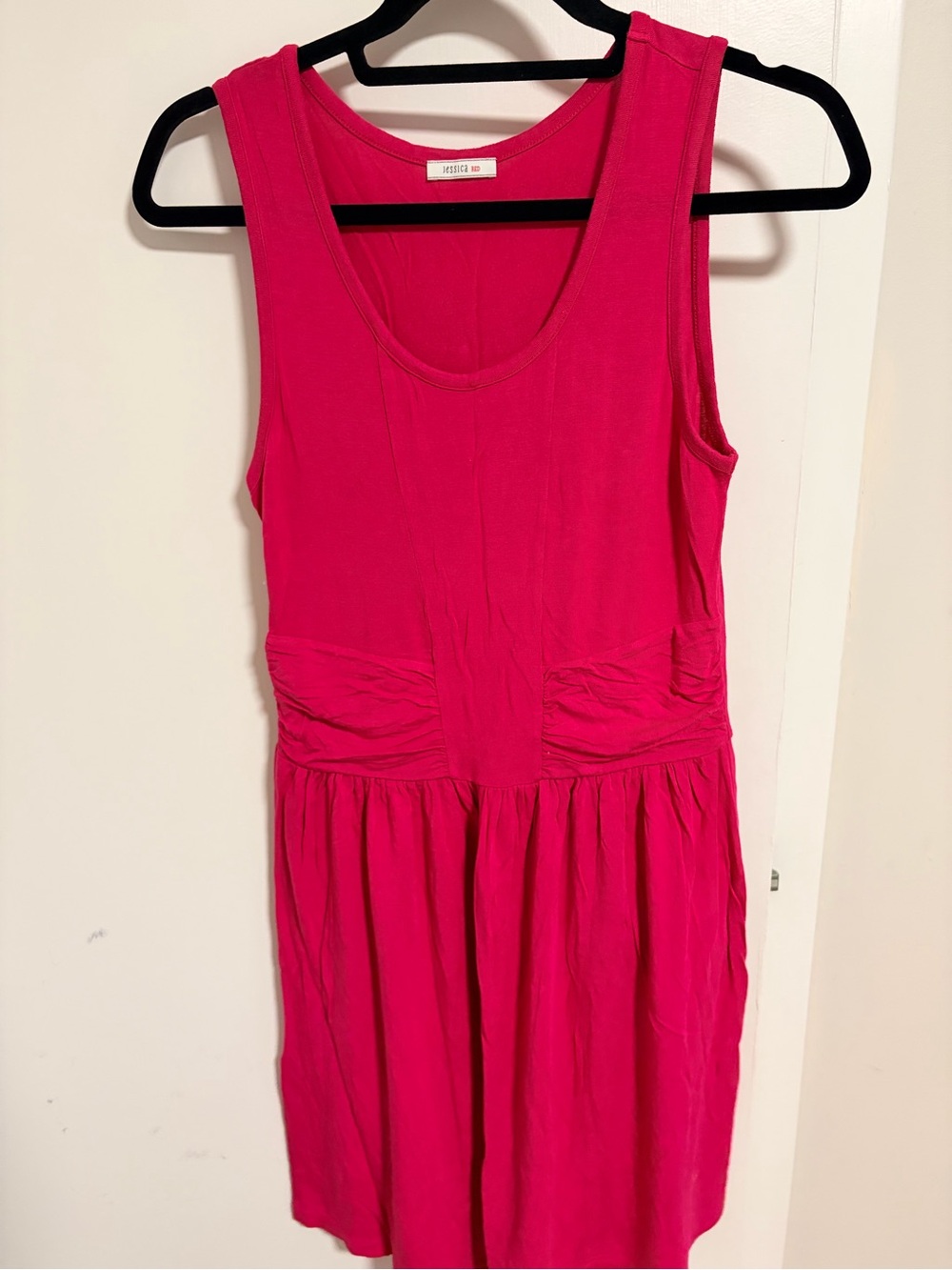 Jessica Hot Pink Sleeveless Gathered-Waist Dress